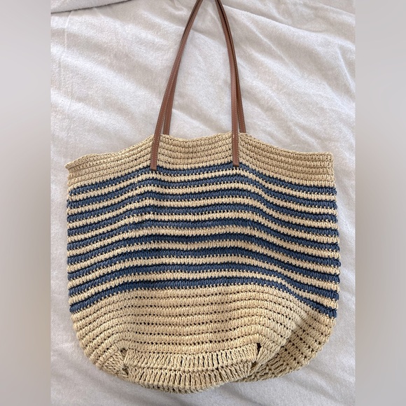 J. Crew Bags J Crew Striped Straw Market Tote Poshmark